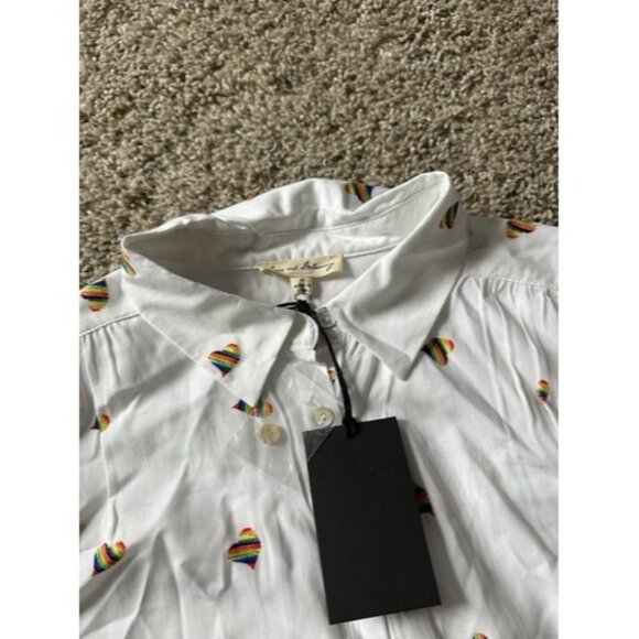 Jane and Delancey Hearts LBGT Pride button up collar T-shit Womens Size Medium - Picture 6 of 15